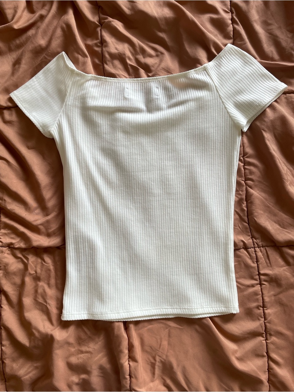 Reformation white Ribbed Off-Shoulder Crop Top - Picture 2 of 4